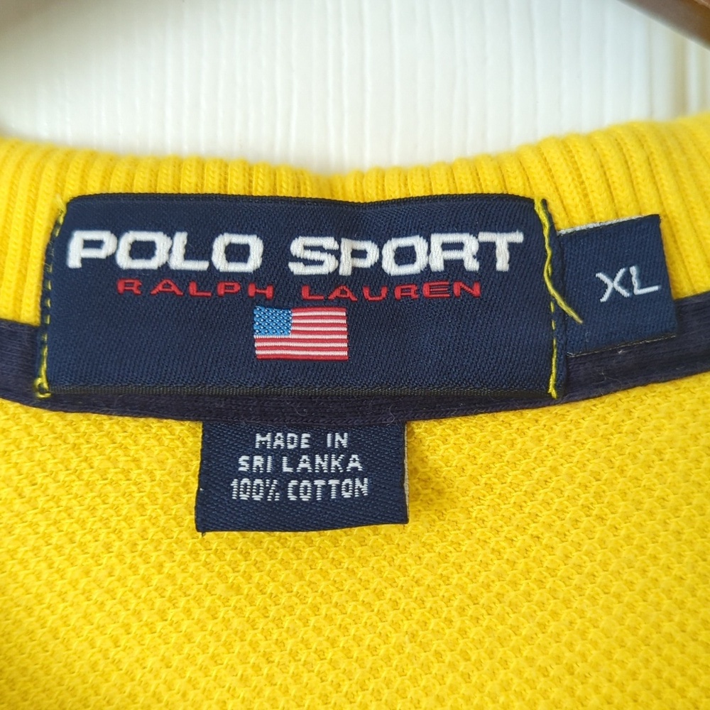 Polo Sport Ralph Lauren 90's Vintage Classic Short Sleeve Henley Shirt Yellow XL - Picture 3 of 11